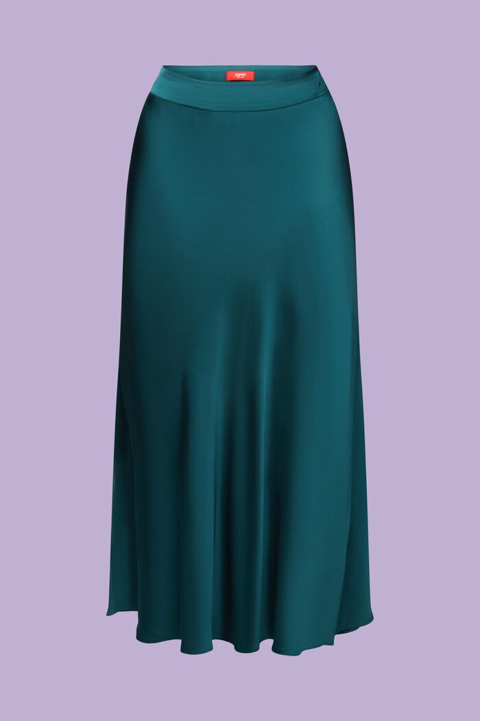 Satin Midi Skirt, EMERALD GREEN, detail image number 5