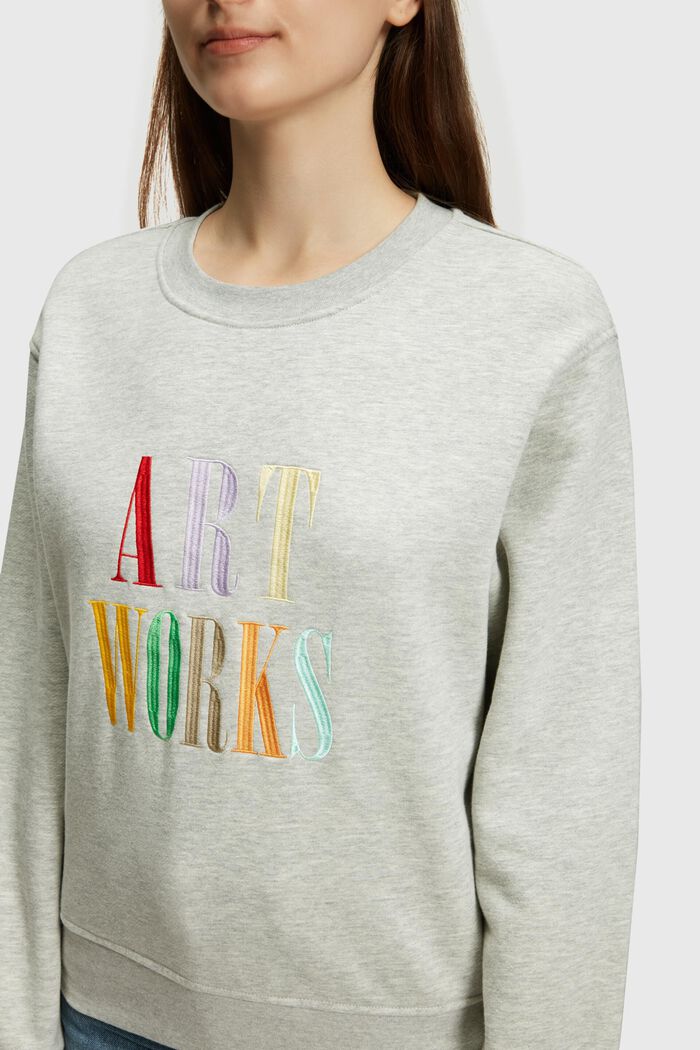 Sweatshirt with lettering embroidery, LIGHT GREY, detail image number 2