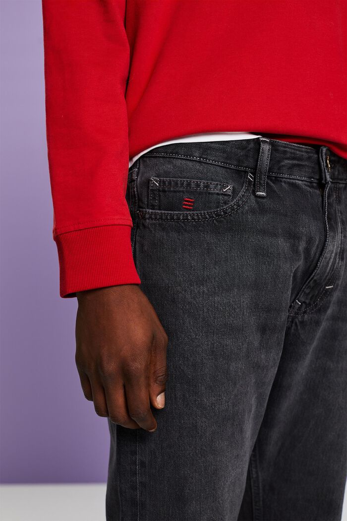 Mid-Rise Straight Jeans, GREY DARK WASHED, detail image number 4