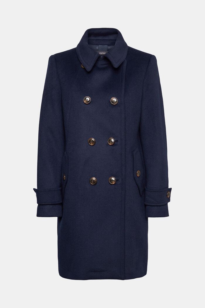 Double breasted wool blend coat, NAVY, detail image number 6