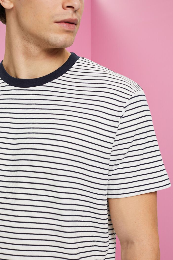 Ribbed and striped T-shirt, NAVY, detail image number 2