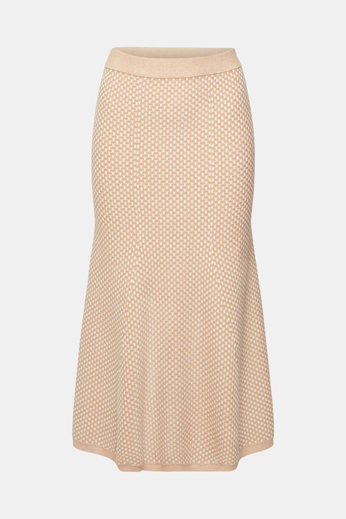 Two-coloured knit skirt, LENZING™ ECOVERO™, LIGHT BEIGE, detail image number 6