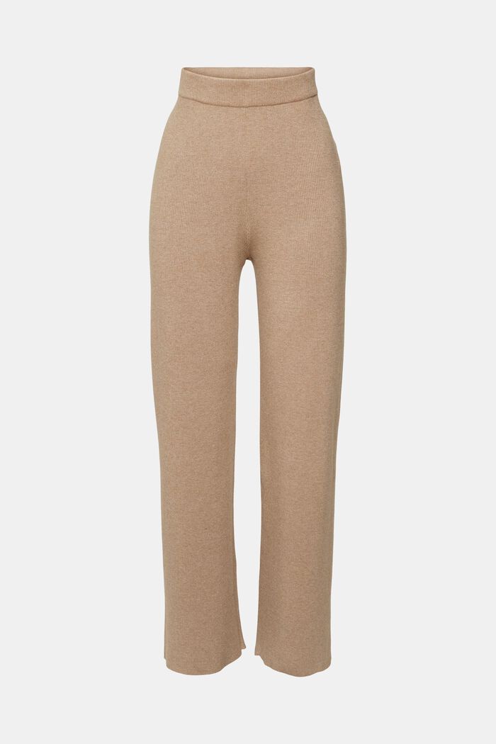 High-rise rib knit trousers, BEIGE, detail image number 6
