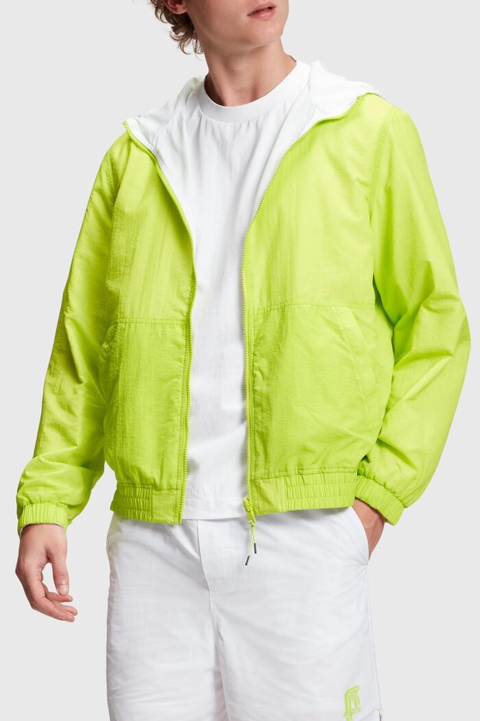 Reversible Neon Pop Layered Windbreaker, LIME YELLOW, detail image number 1