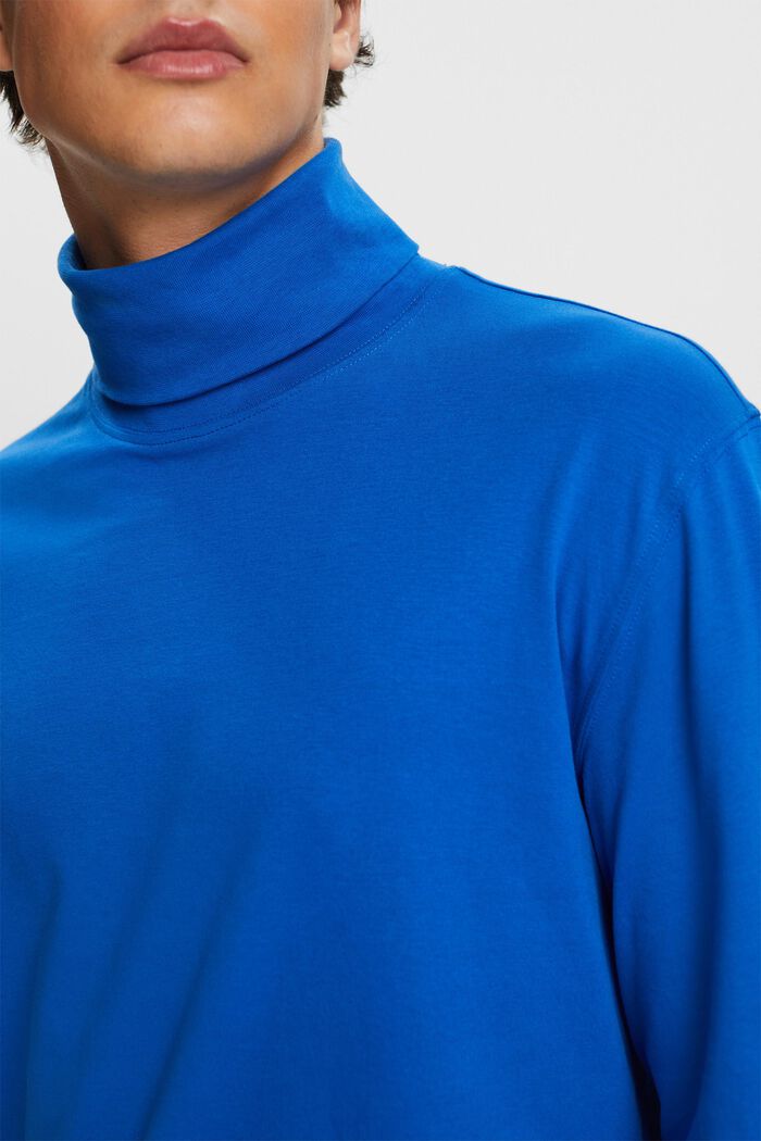 Long-Sleeve Cotton Turtleneck, BRIGHT BLUE, detail image number 2