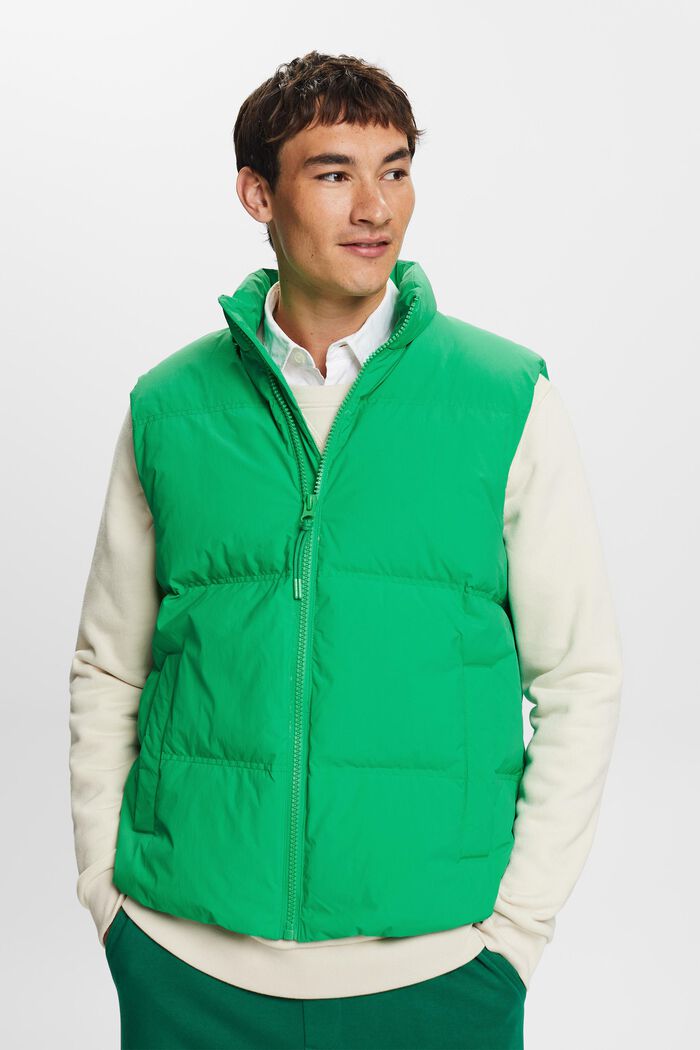 Recycled: puffer waistcoat with down, GREEN, detail image number 2