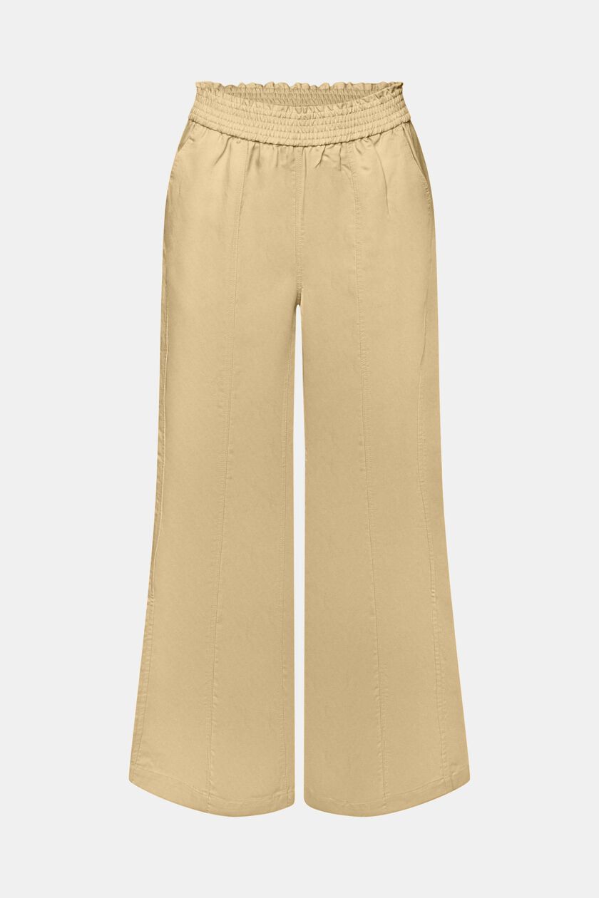 Wide leg pull-on trousers, linen blend