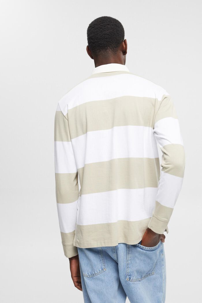 Long-sleeved polo shirt with stripes, DUSTY GREEN, detail image number 3
