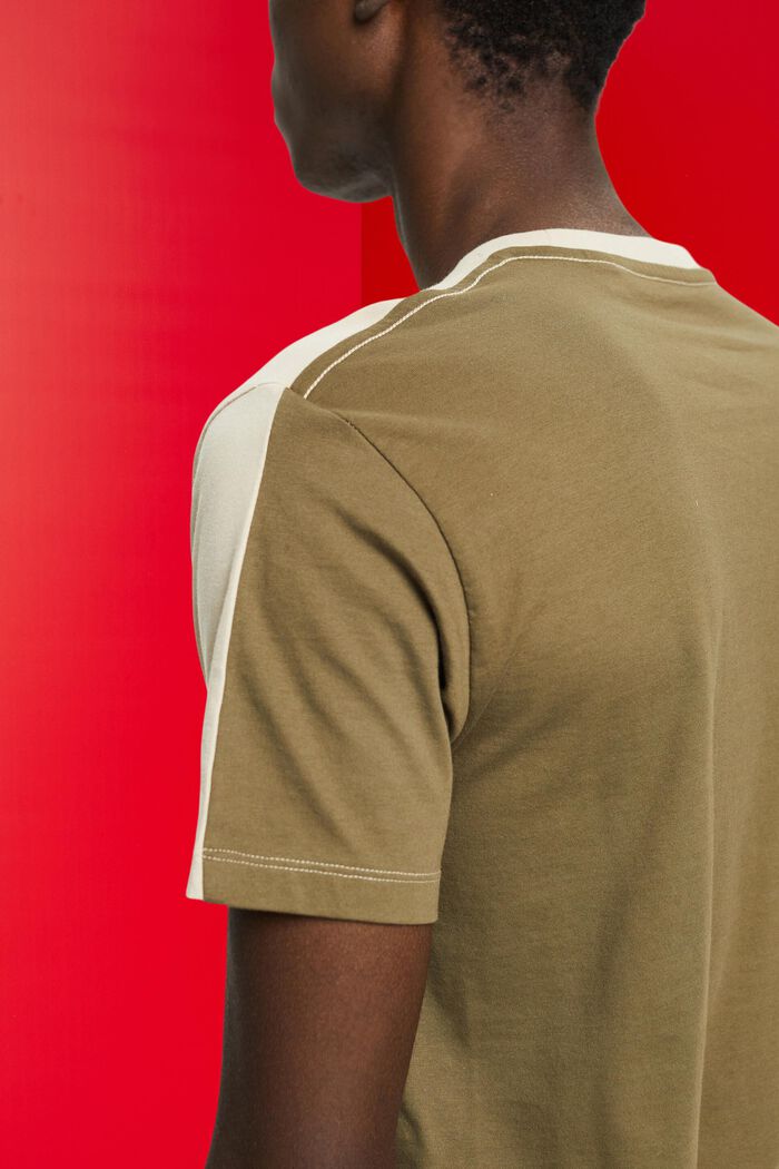 Two-tone cotton T-shirt, LIGHT TAUPE, detail image number 2