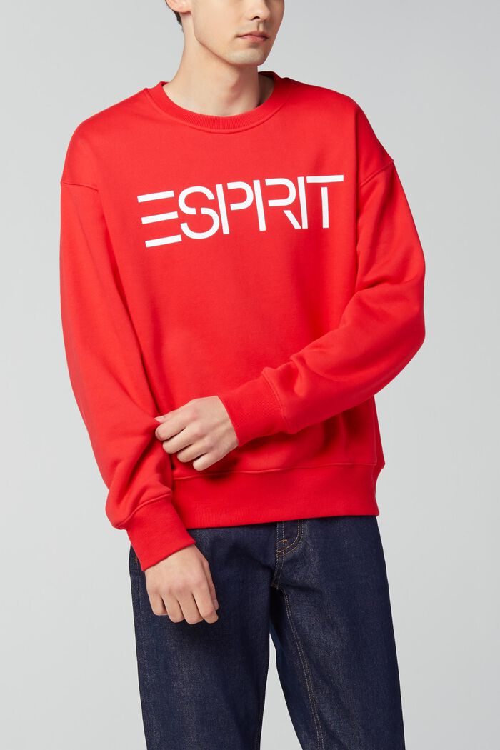 Unisex sweatshirt with a logo print, RED, detail image number 3