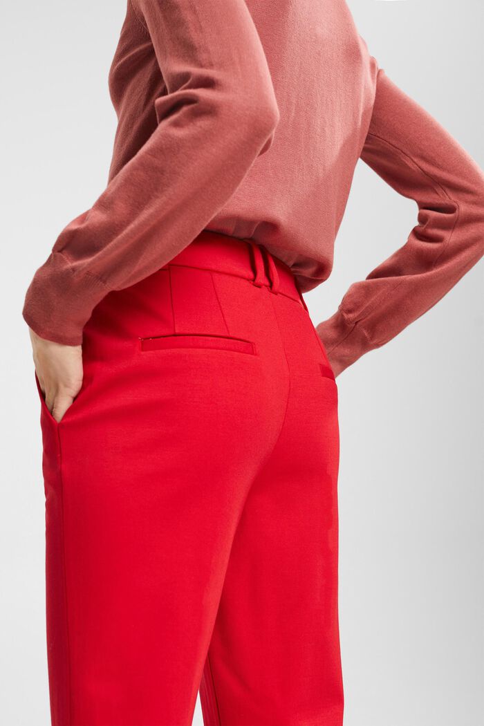 Stretchy high-rise bootcut trousers, DARK RED, detail image number 4