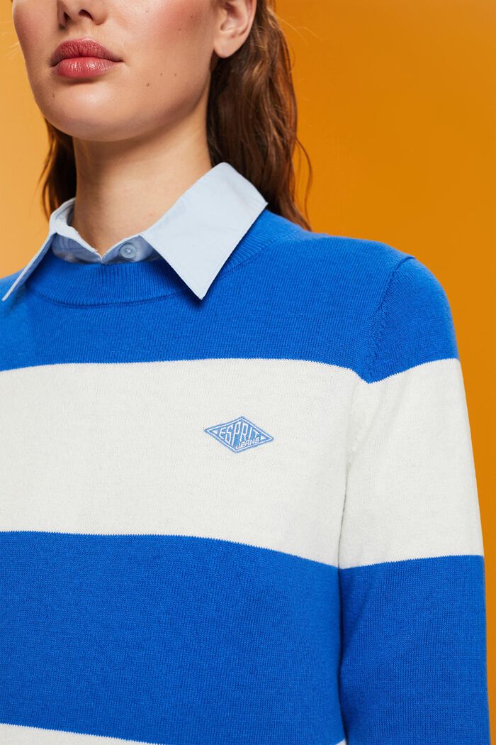 Striped cotton jumper with cashmere, BLUE, detail image number 2