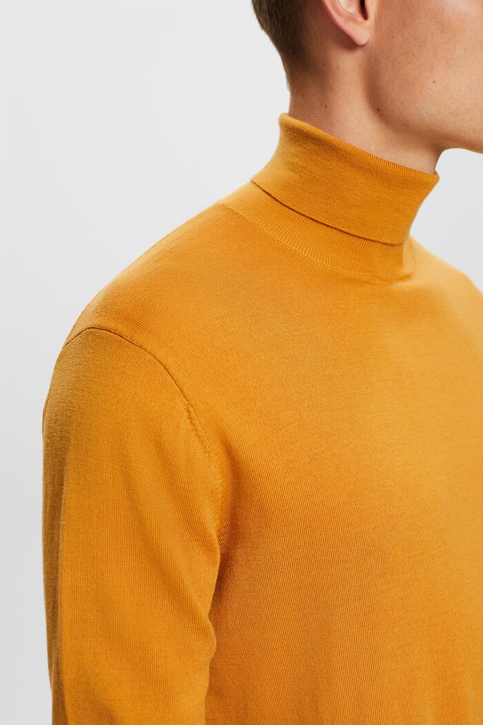 Merino Wool Turtleneck Sweater, HONEY YELLOW, detail image number 2