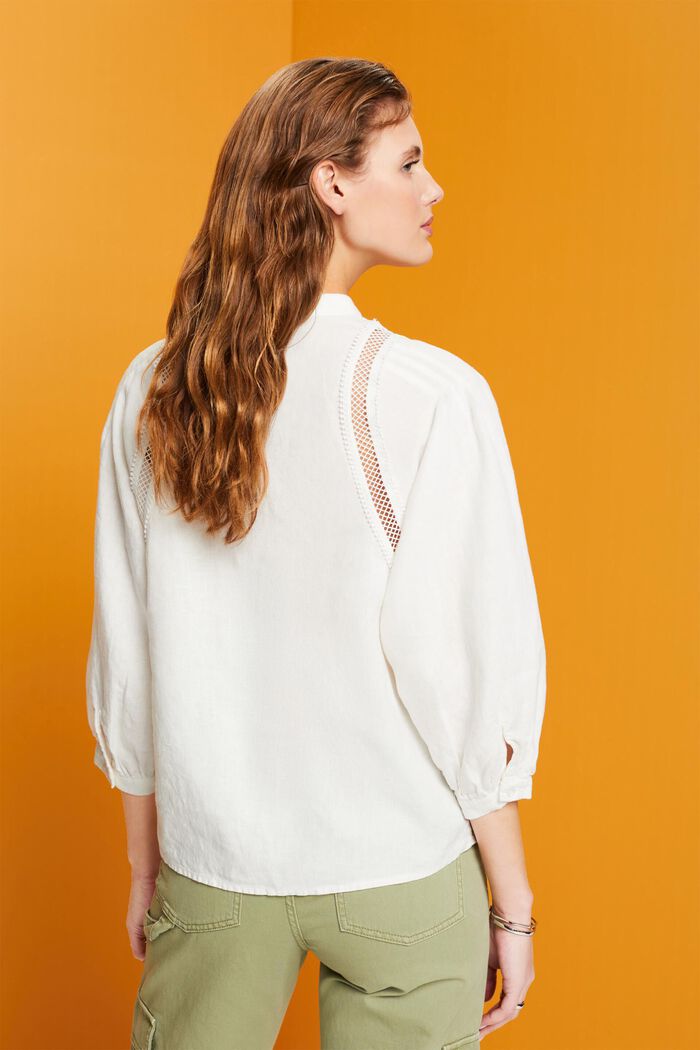 Woven linen blouse, OFF WHITE, detail image number 3