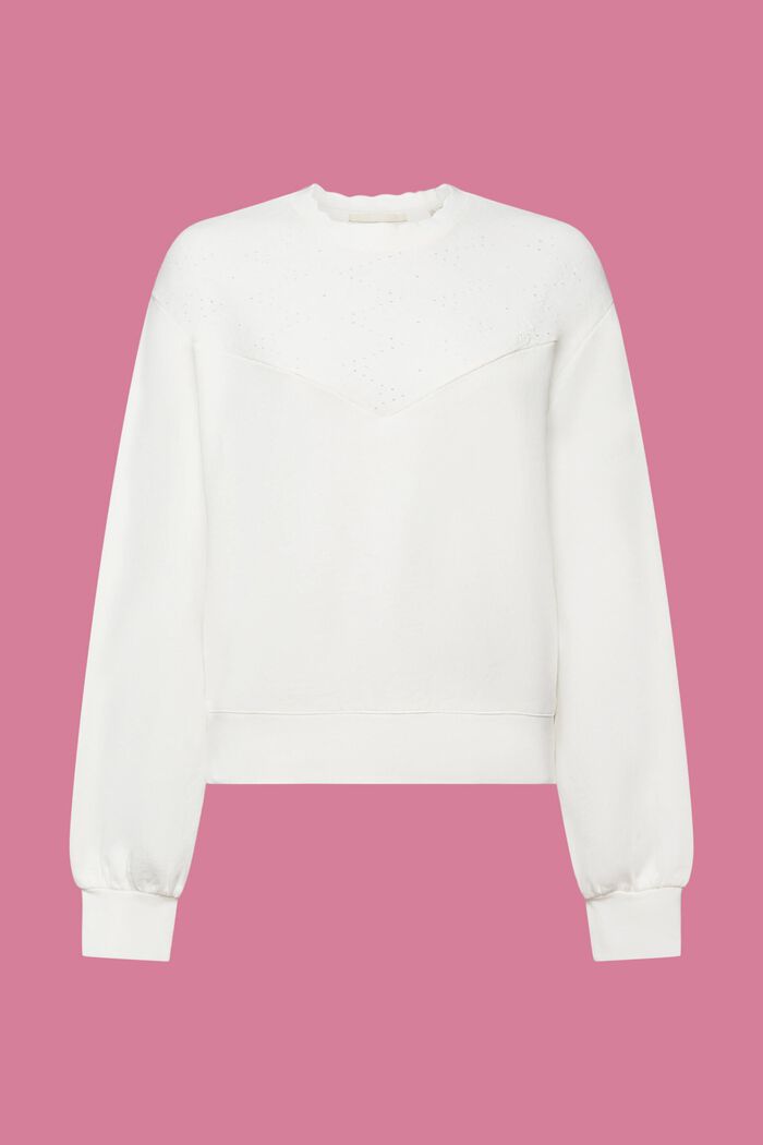 Sweatshirt with embroidery, OFF WHITE, detail image number 7