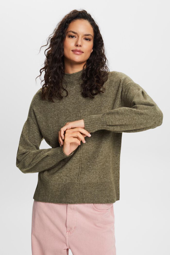 Mockneck Sweater, KHAKI GREEN, detail image number 1
