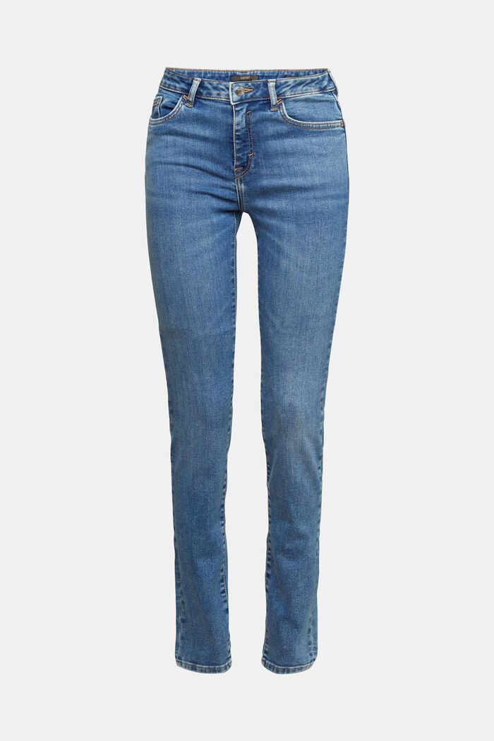 Mid-rise slim fit stretch jeans, BLUE MEDIUM WASHED, detail image number 6