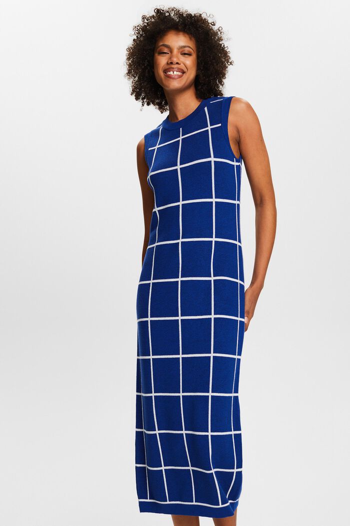 Jacquard-Knit Sleeveless Midi Dress, BRIGHT BLUE 4, detail image number 0