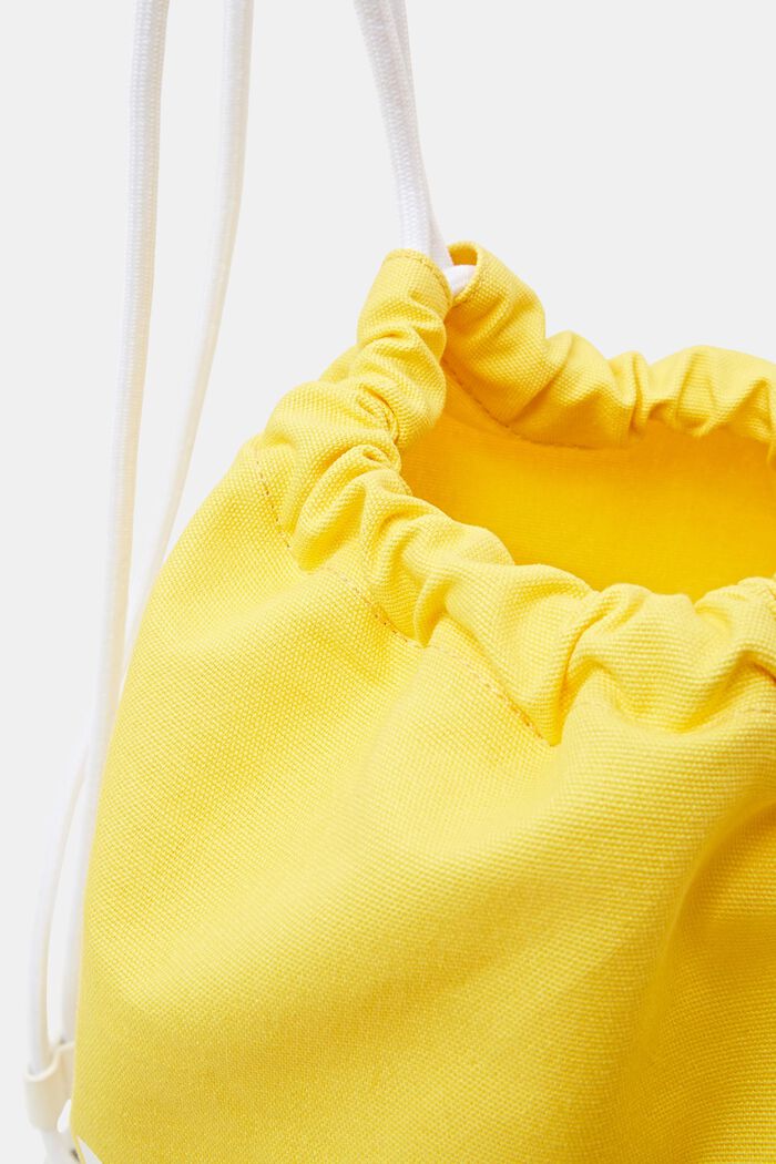Cotton Canvas Logo Drawstring Backpack, YELLOW, detail image number 3
