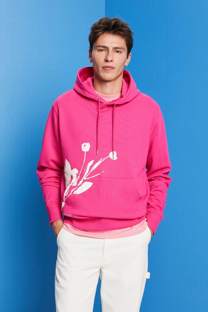 Hoodie with print, 100% cotton, PINK FUCHSIA, detail image number 0
