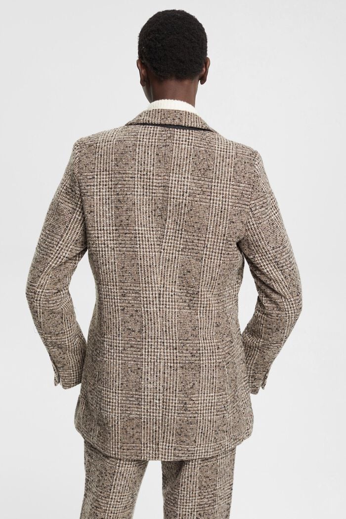 Checked wool blend bouclé blazer, BROWN, detail image number 3
