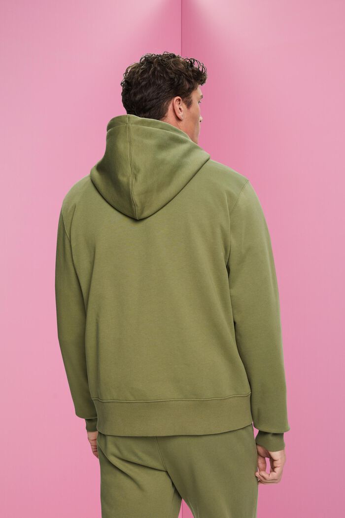 Full-length zip hoodie, OLIVE, detail image number 3