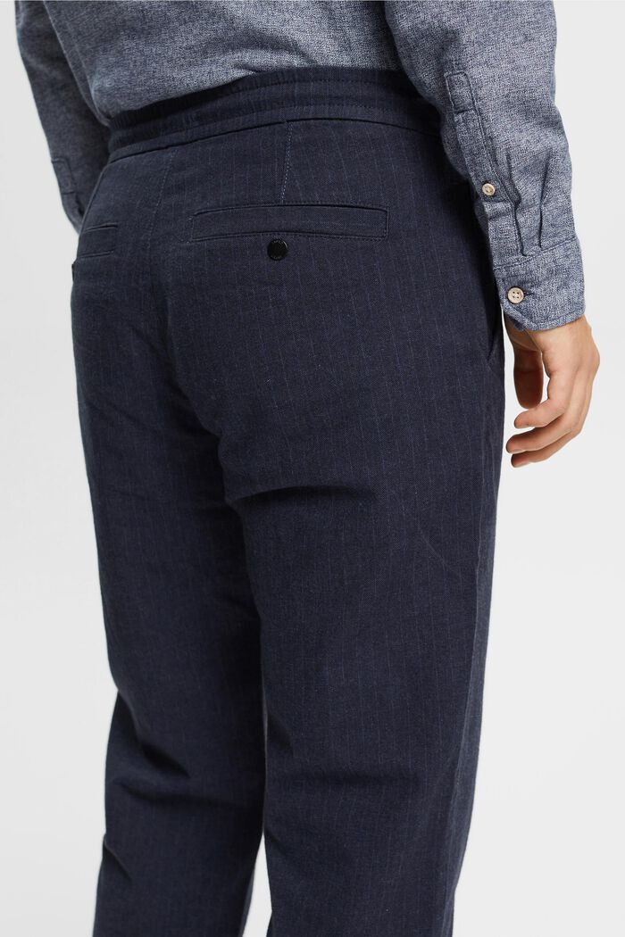 Pinstripe trousers with drawstring waistband, DARK BLUE, detail image number 2