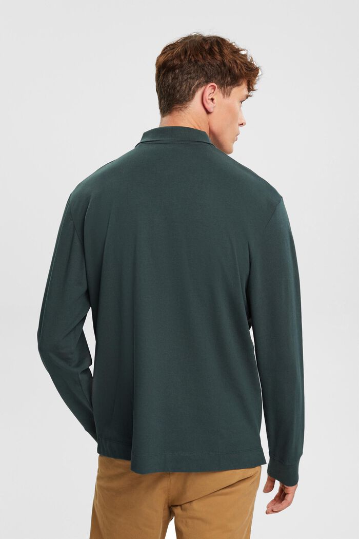 Long sleeve polo shirt, DARK TEAL GREEN, detail image number 3