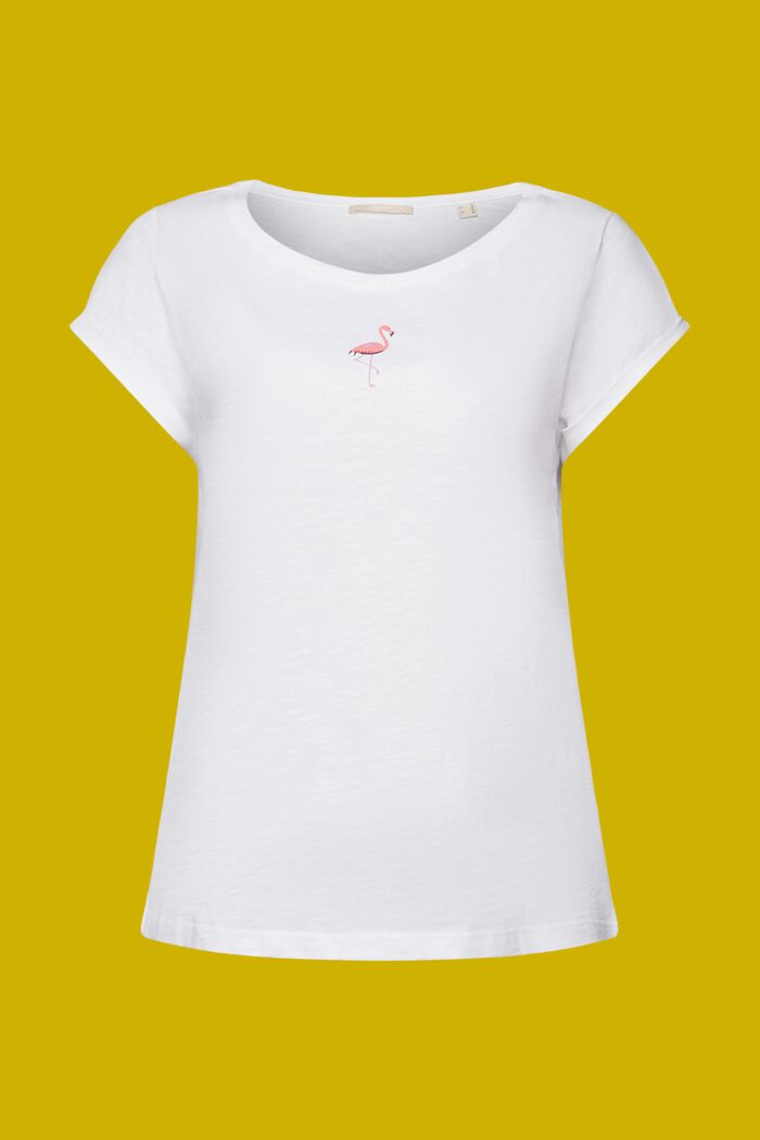 T-shirt with front print, 100% cotton, WHITE, detail image number 5