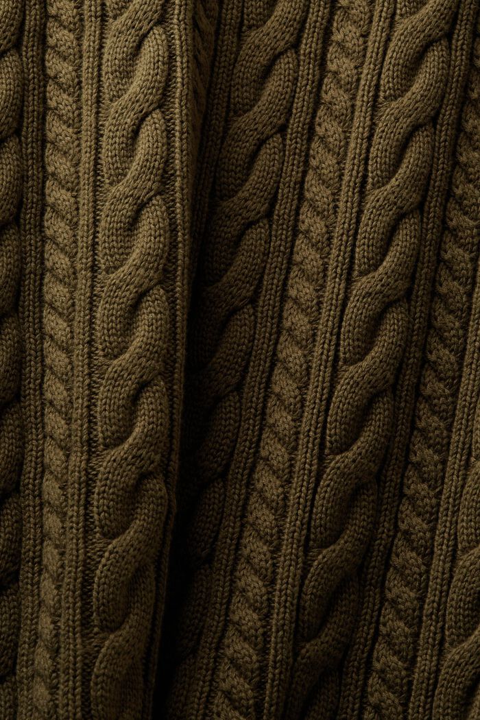 Organic Cotton Cable Knit Cardigan, DARK KHAKI, detail image number 5