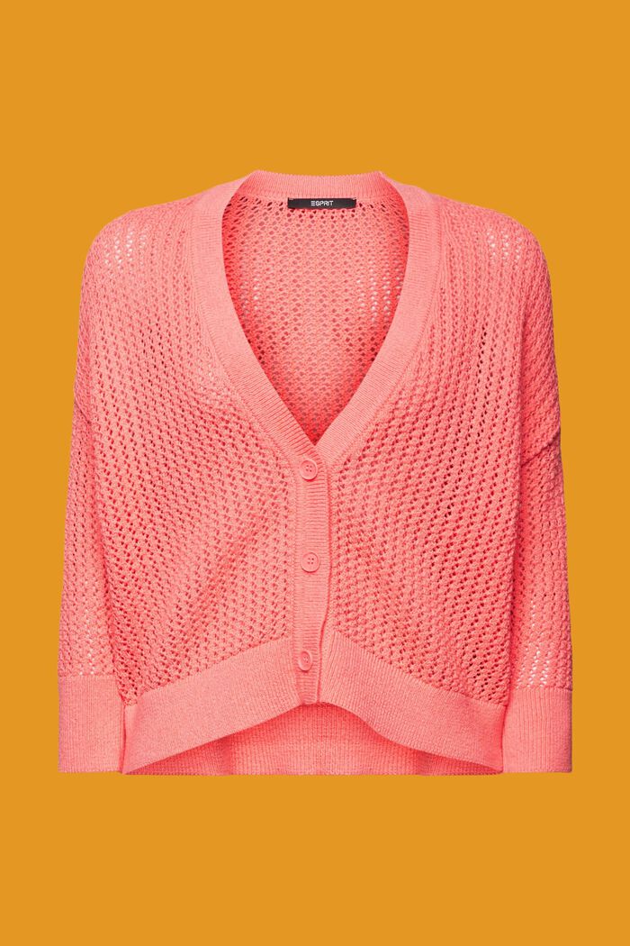 Open-Knit Cardigan, CORAL, detail image number 5