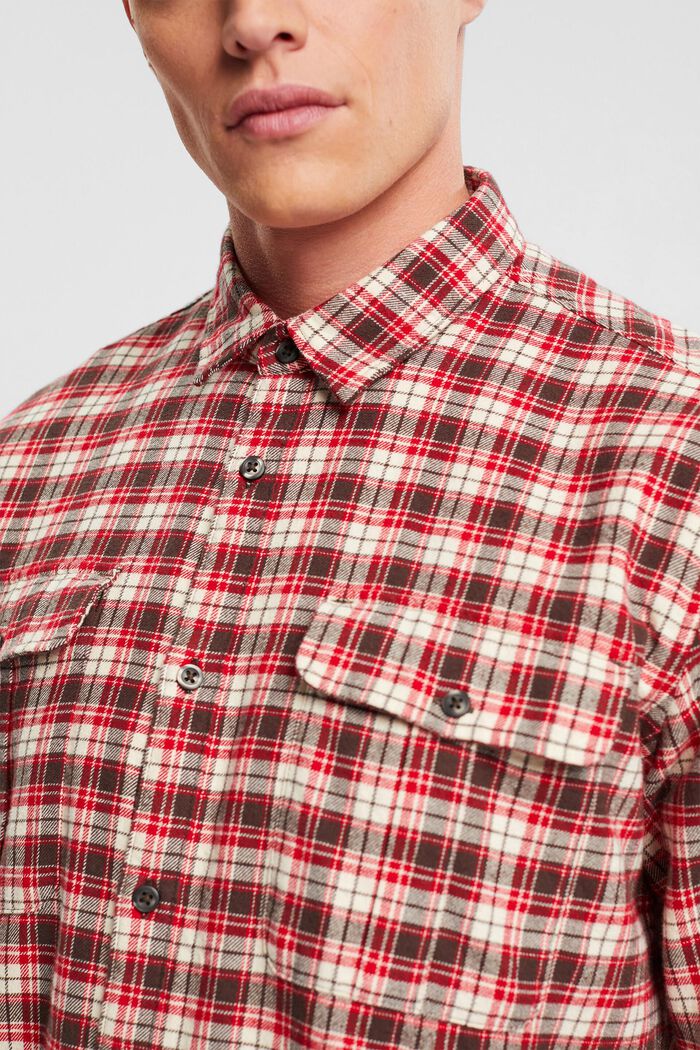 Checked flannel shirt, DARK RED, detail image number 0