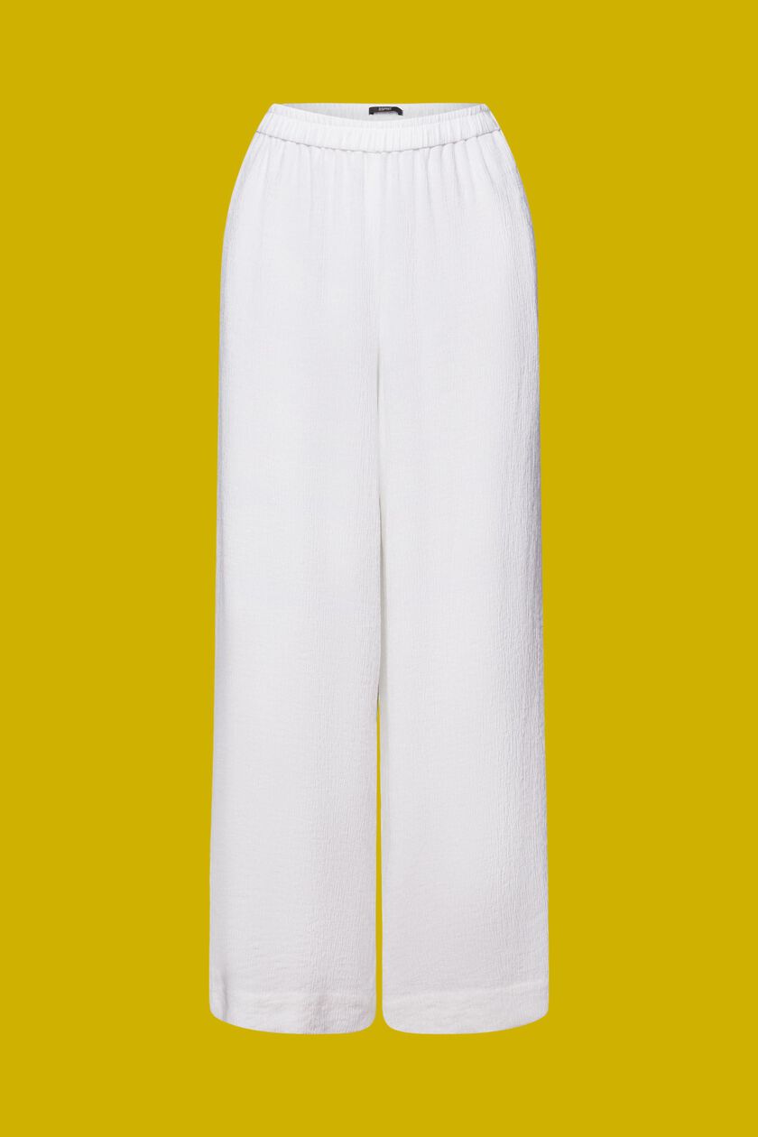 Crinkled wide leg pull-on trousers