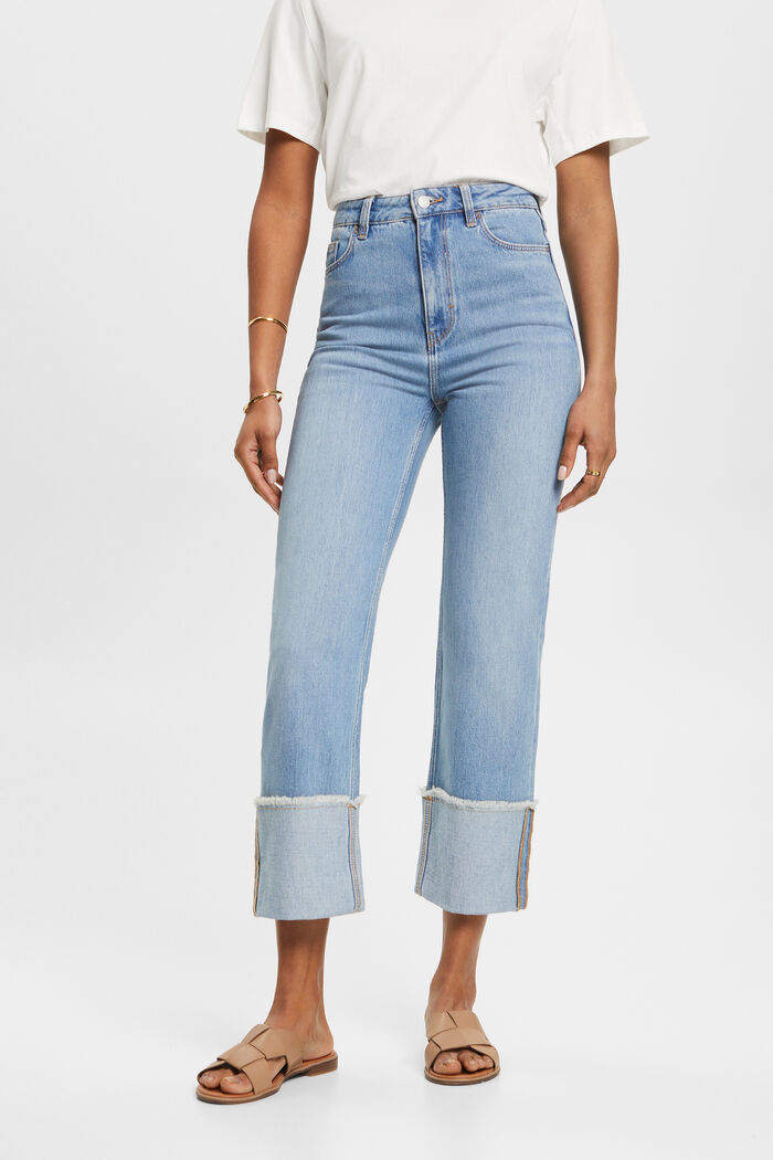 80s cropped jeans with fixed turn-ups, TENCEL™, BLUE LIGHT WASHED, detail image number 0