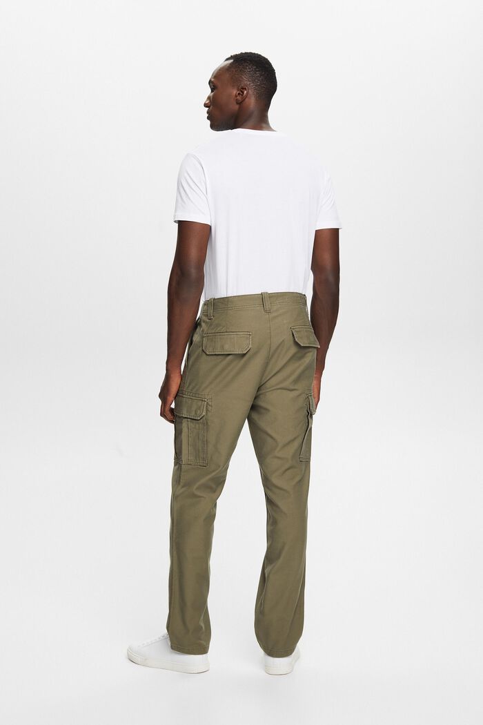 Washed cargo trousers, 100% cotton, KHAKI GREEN, detail image number 3