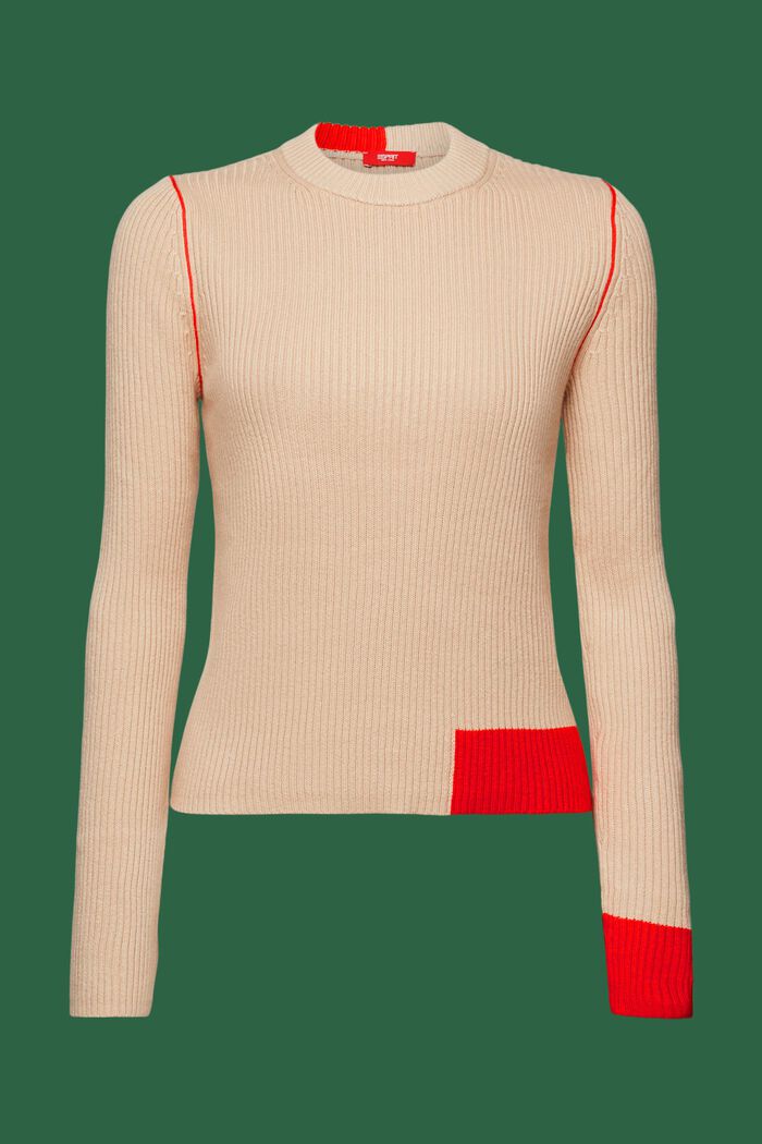 Rib-Knit Sweater, SKIN BEIGE, detail image number 5