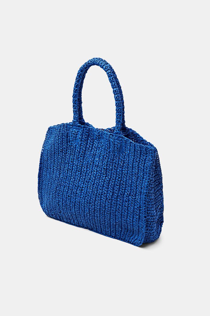 Woven Straw Tote, BRIGHT BLUE, detail image number 2
