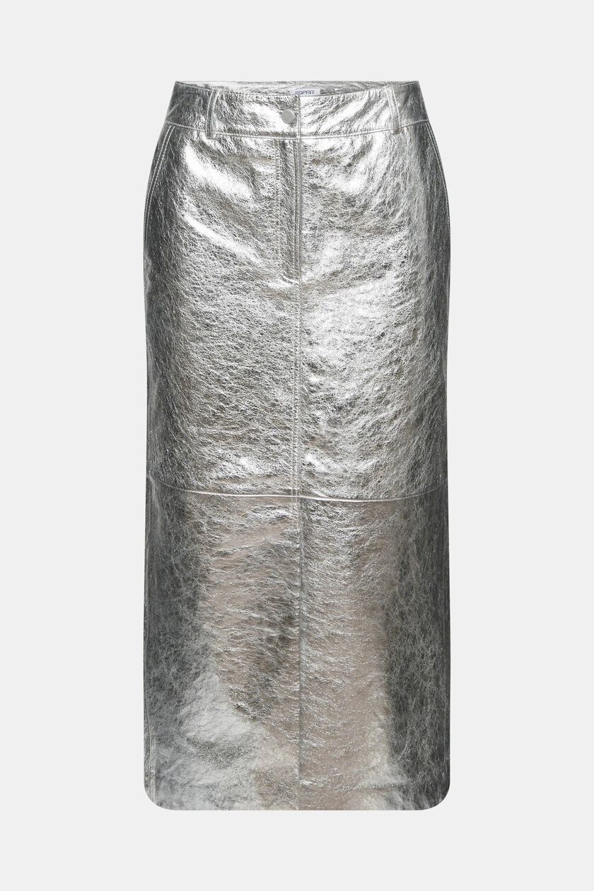 Coated Metallic Leather Skirt