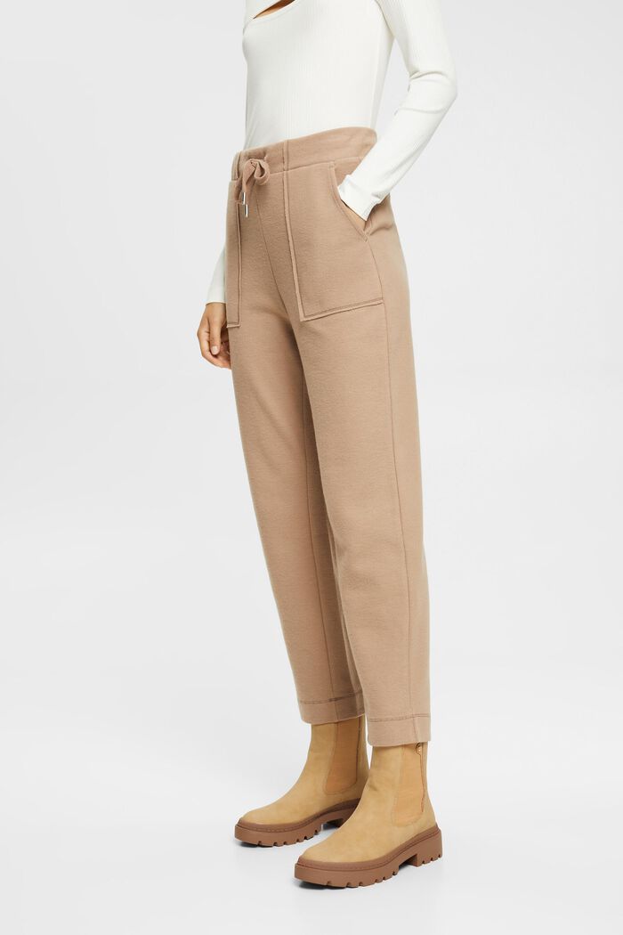 High-rise knitted jogger style trousers, TAUPE, detail image number 1