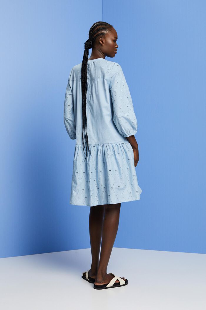 Embroidered dress, 100% cotton, LIGHT BLUE LAVENDER, detail image number 3