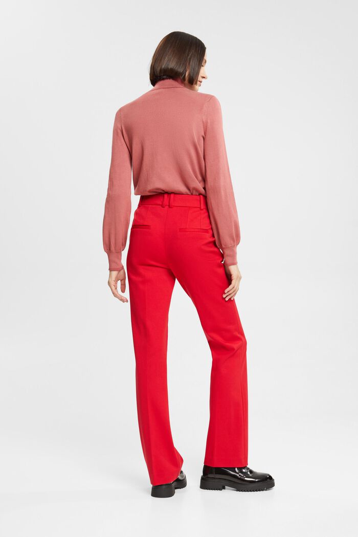 Stretchy high-rise bootcut trousers, DARK RED, detail image number 3