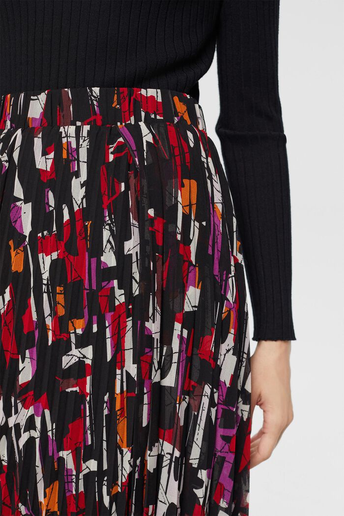 Pleated, patterned midi skirt, BLACK, detail image number 2
