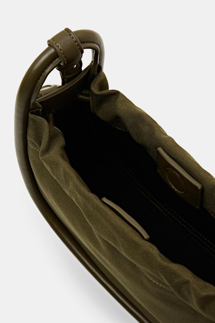 Vegan Leather-Trimmed Shoulder Bag, OLIVE, detail image number 3