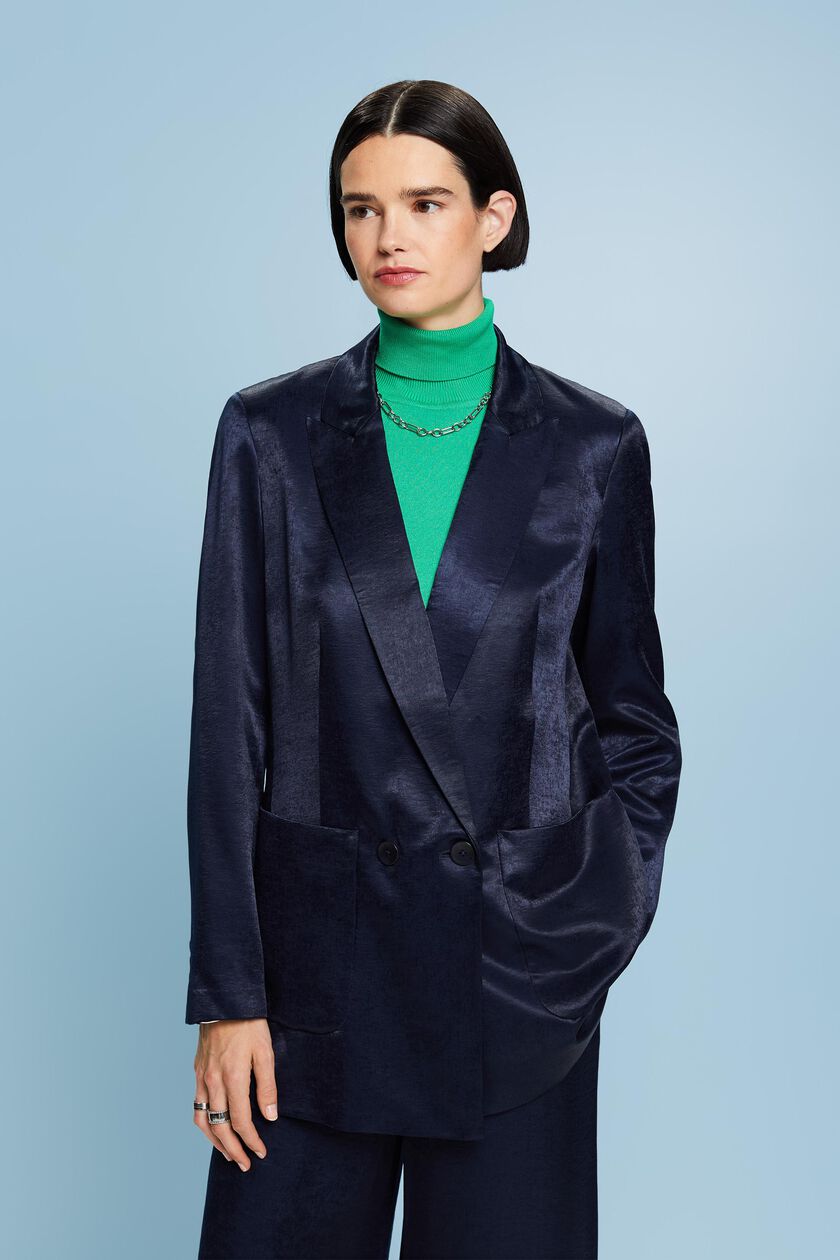 Sateen Double-Breasted Blazer