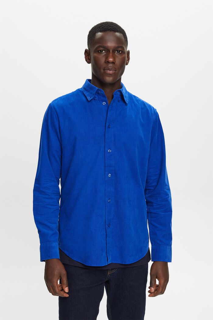 Corduroy shirt, 100% cotton, BRIGHT BLUE, detail image number 0