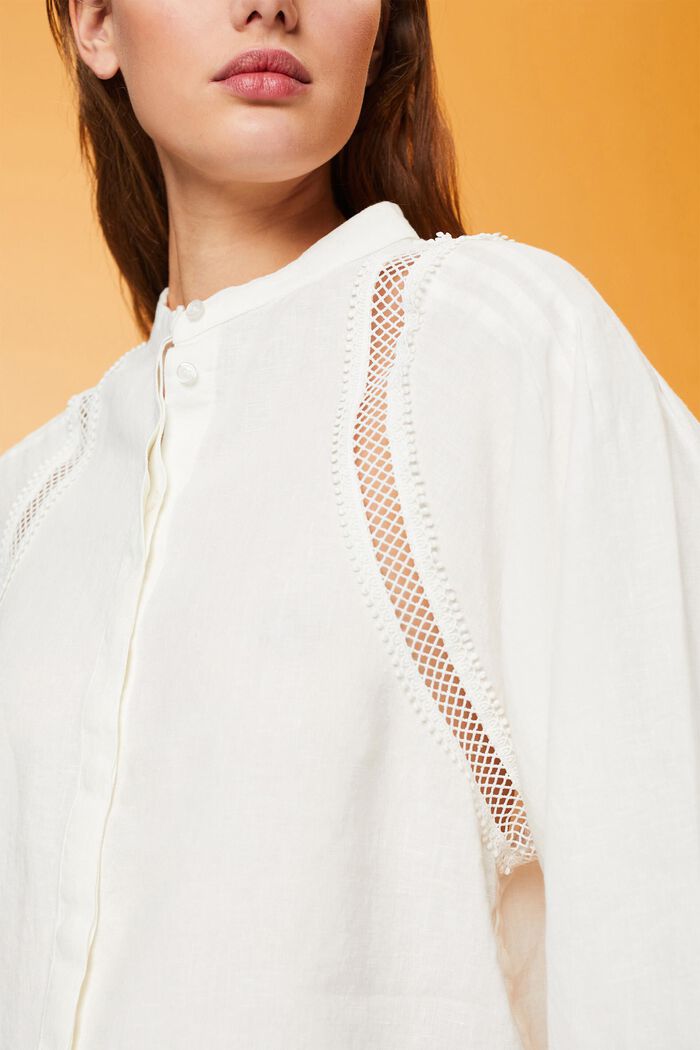 Woven linen blouse, OFF WHITE, detail image number 2