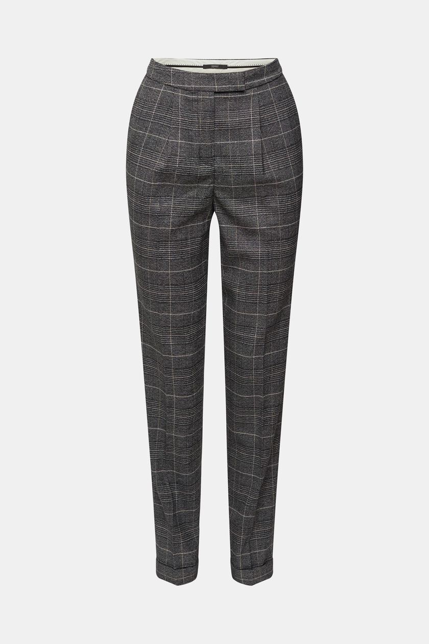 Checked high-rise trousers