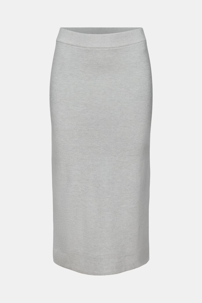 Rib-Knit Midi Skirt, LIGHT GREY, detail image number 6