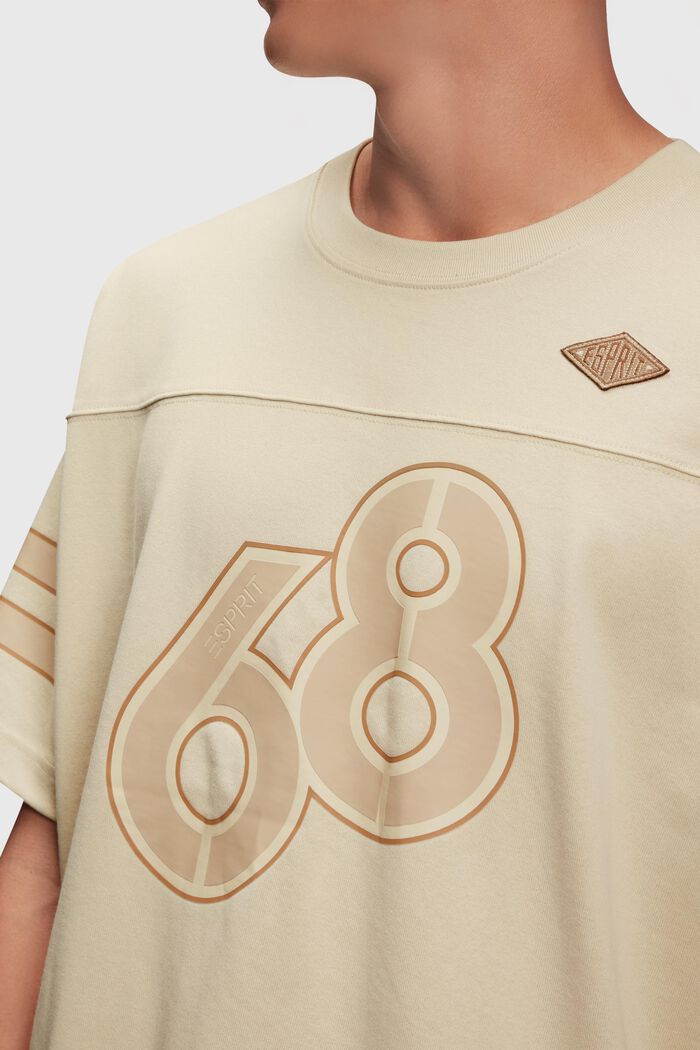 Striped Sleeve Graphic Print Tee, LIGHT BEIGE, detail image number 3