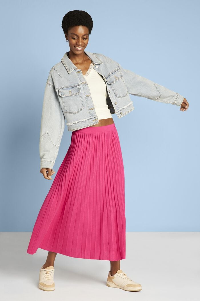 Pleated midi skirt, PINK FUCHSIA, detail image number 0